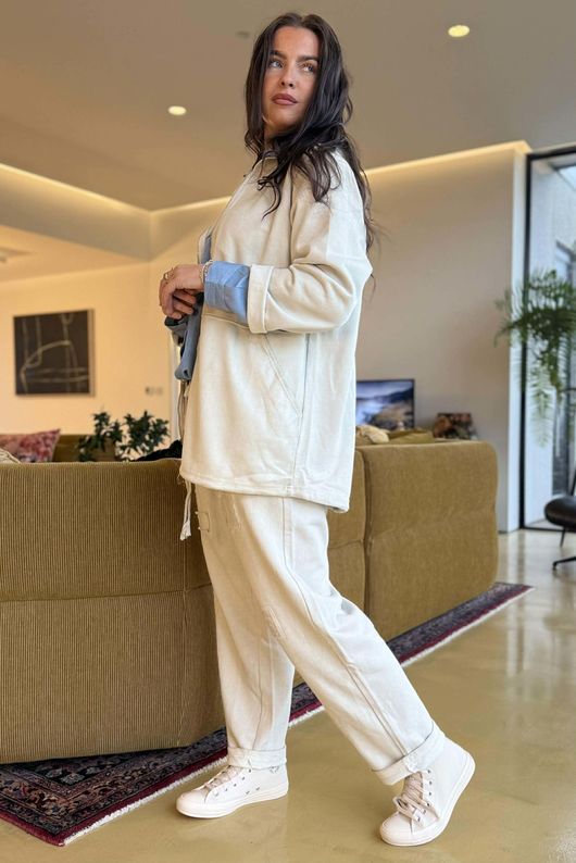 Anine Soft Touch Seam Pocket Hoodie Washed Stone **